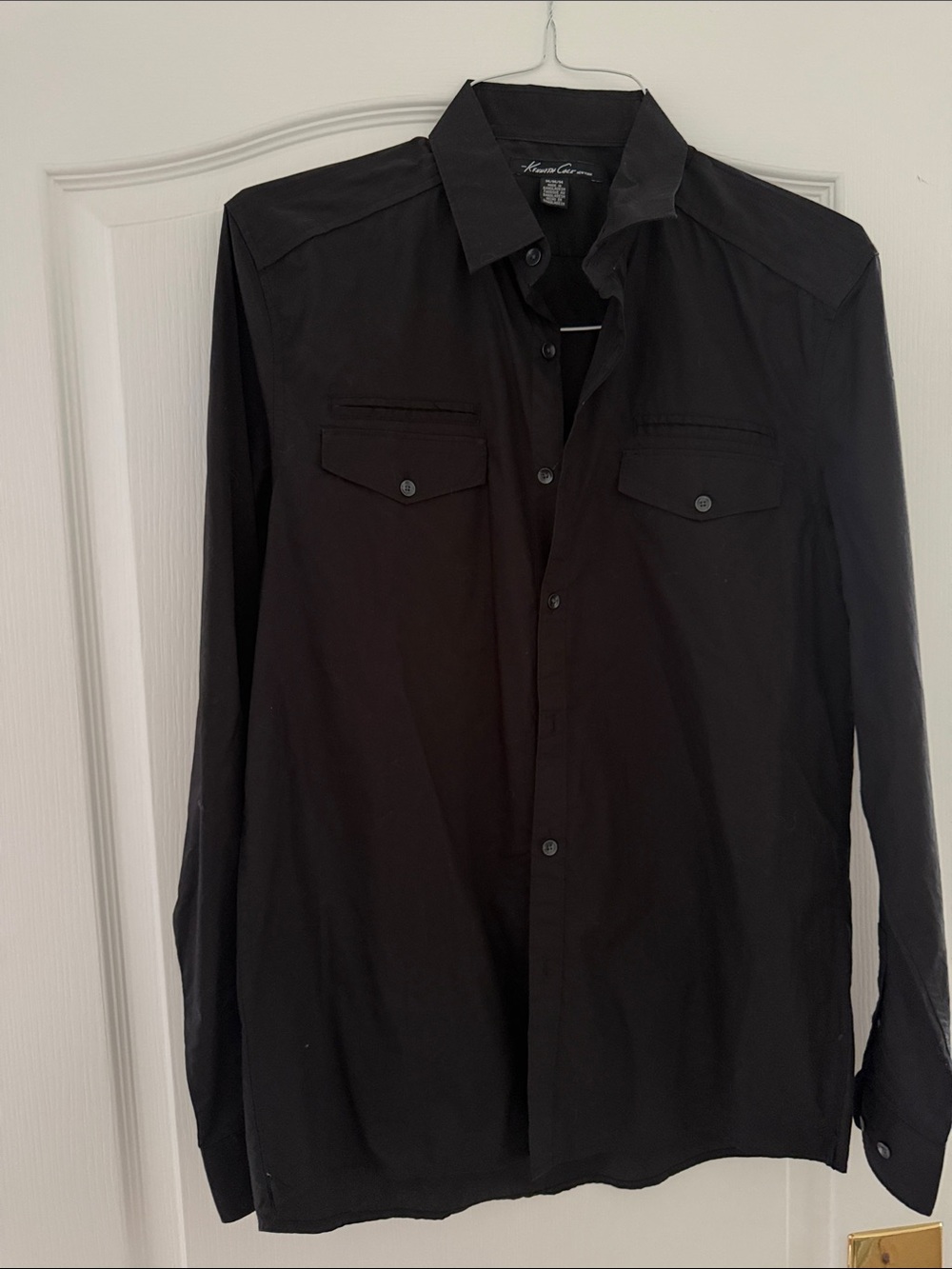 Kenneth Cole New York Black Shirt with White Script Label